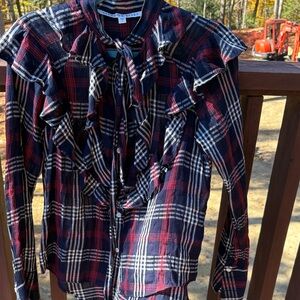 Veronica Beard Red white, and blue blouse with ruffle🌺